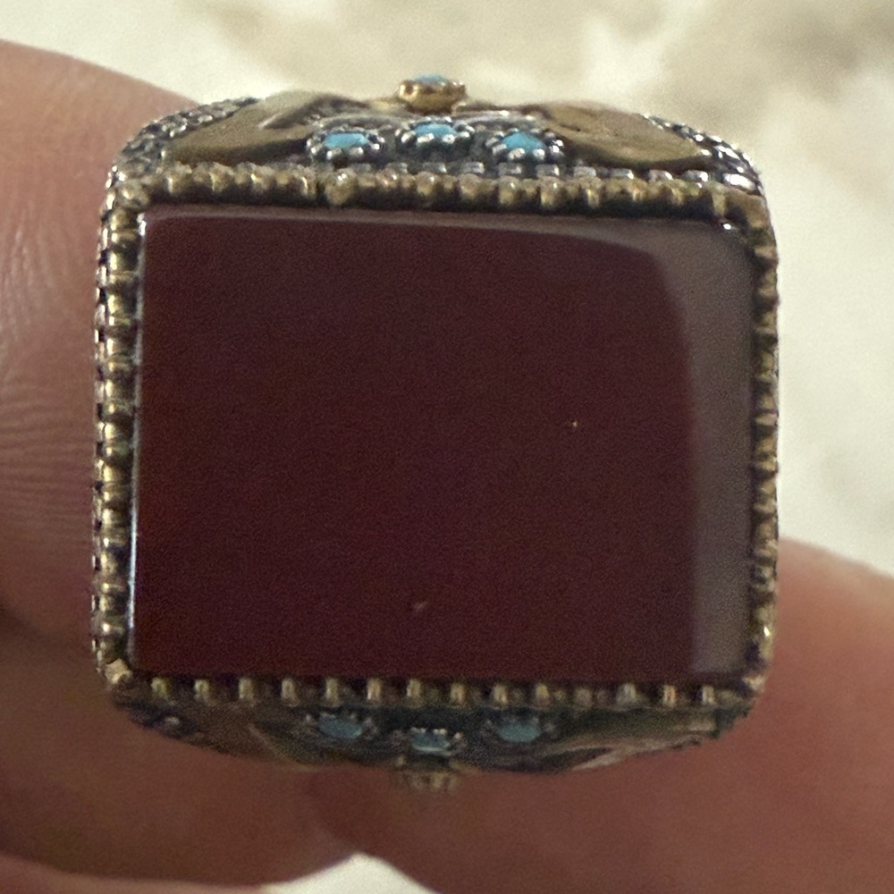 Square agate Stone on silver Ring